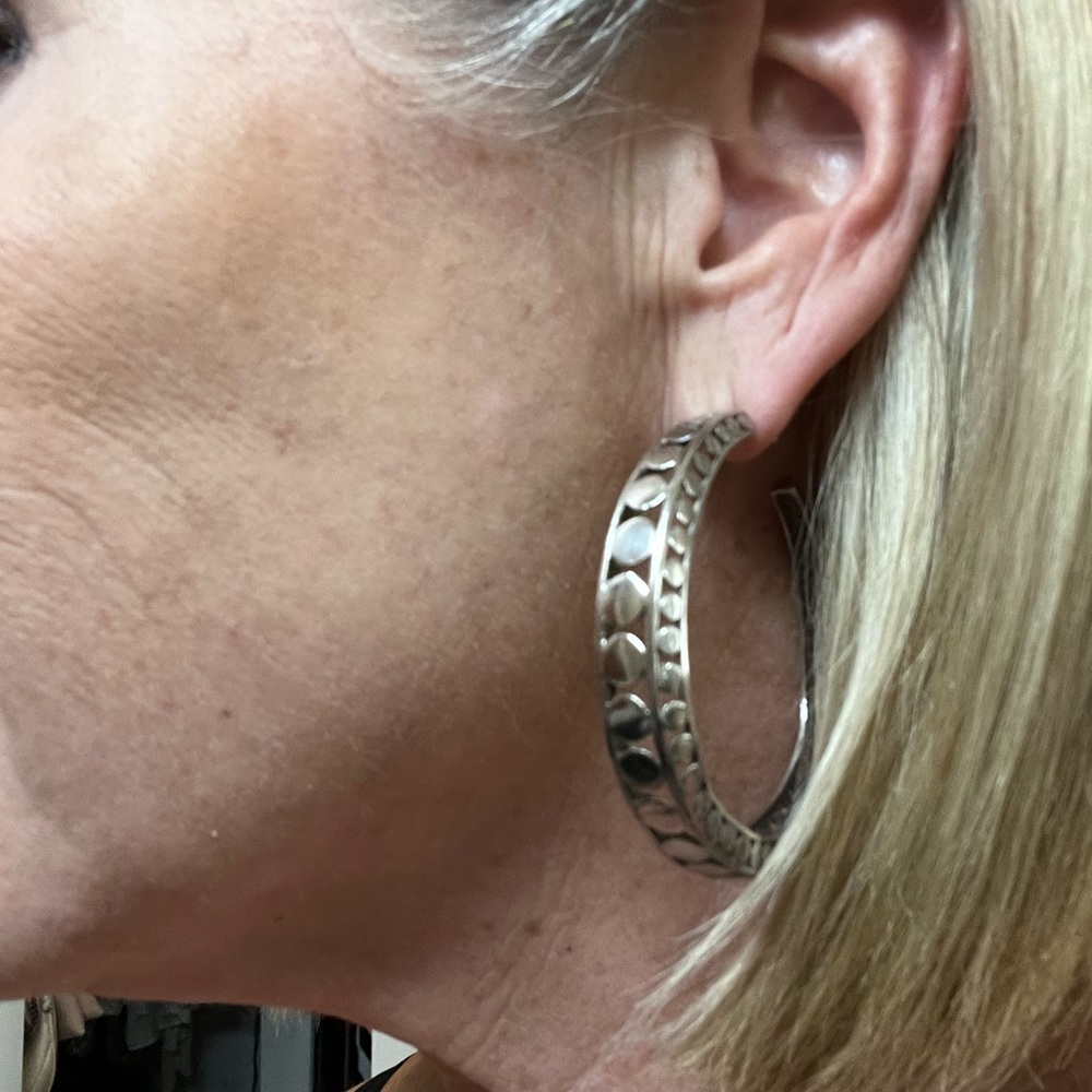 John Hardy,, large dot hoop earings